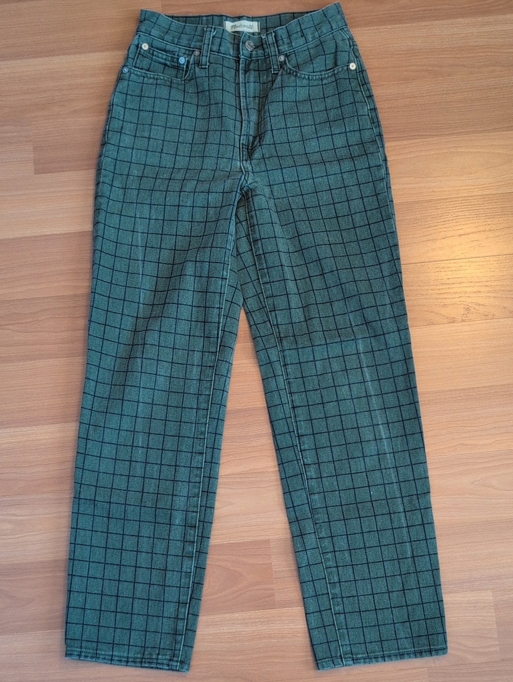 Madewell The Perfect Vintage Straight Jean Forest Windowpane Plaid Size 24